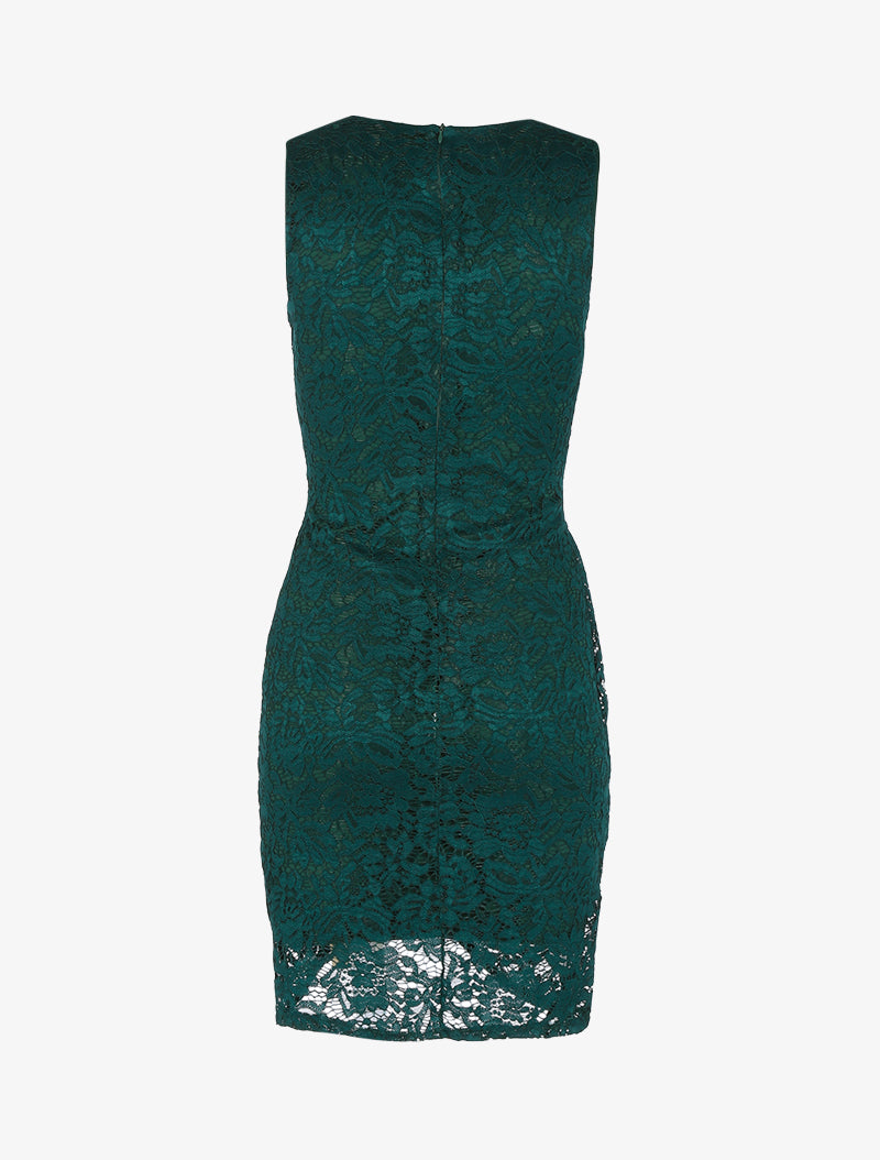 Robe tulipe en dentelle - Vert émeraude - 2