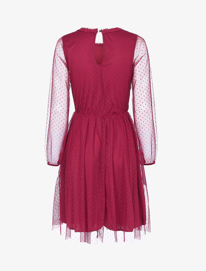 Robe patineuse en tulle et crochet - Bordeaux - 2