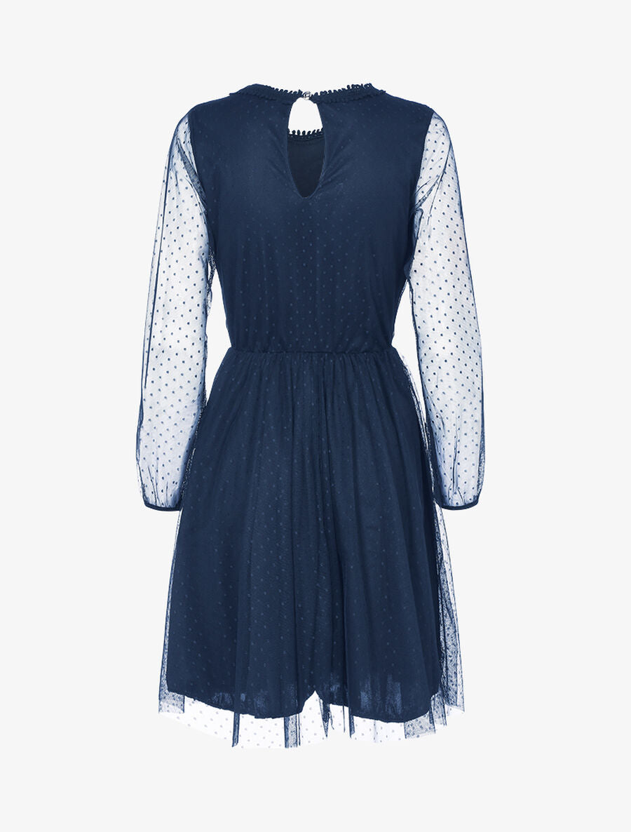 Robe patineuse en tulle et crochet - Marine - 2