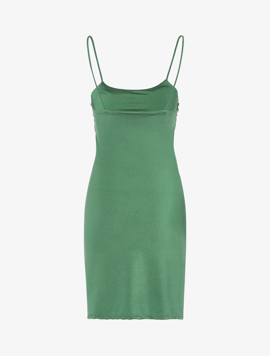 Robe moulante satinée - Kaki - 2