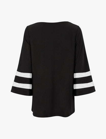 Top oversize manches à bandes transparentes - Noir - 2