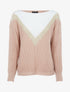 Pull en grosse maille à V doré - Vieux rose - 1