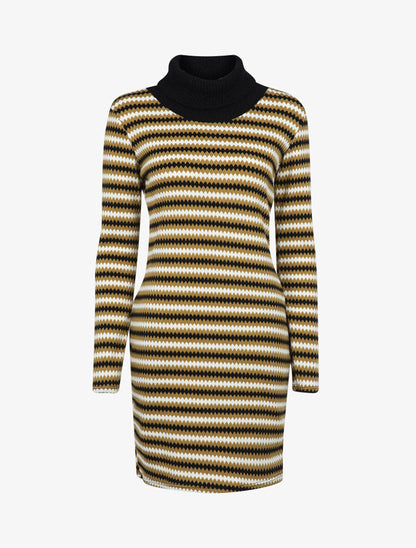 Robe pull à bandes graphiques - Jaune - 1