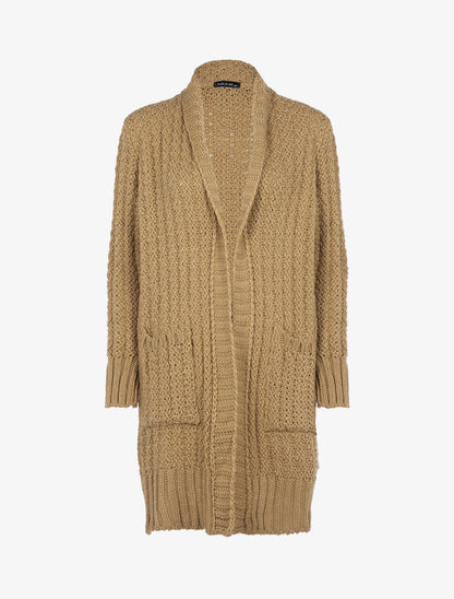 Gilet en maille effet tricot - Camel - 1