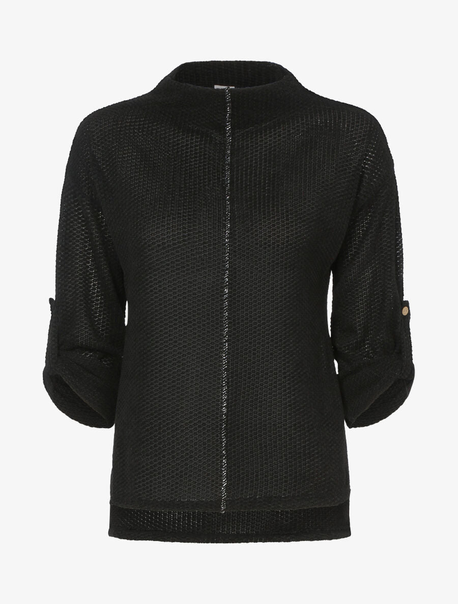 Pull moucheté à détails irisés - Noir - 1