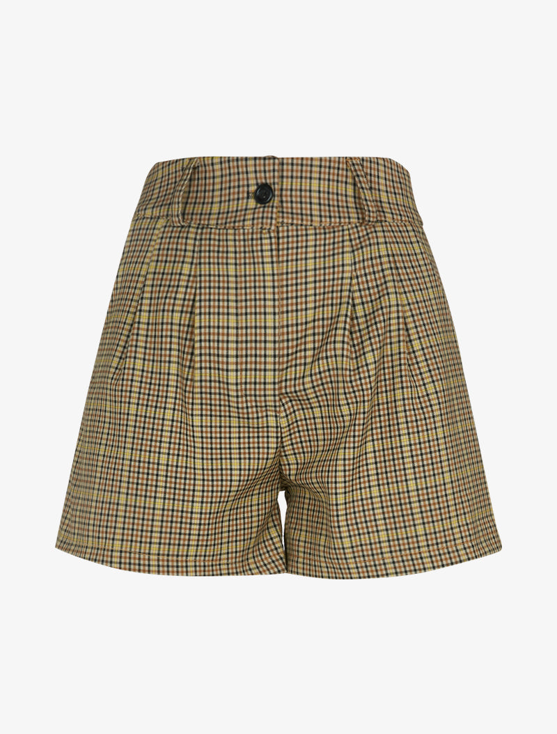 Mini short à imprimé tartan - Jaune - 1