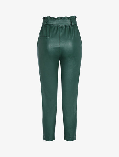 Pantalon 7/8 en simili - Vert foncé - 2