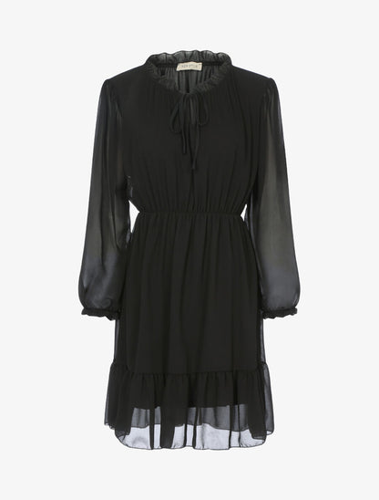 Robe à bords volantés - Noir - 1