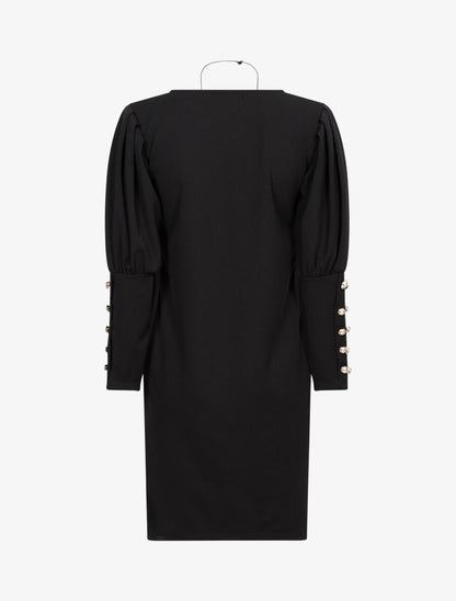 Robe à manches bishop drapées - Noir - 2