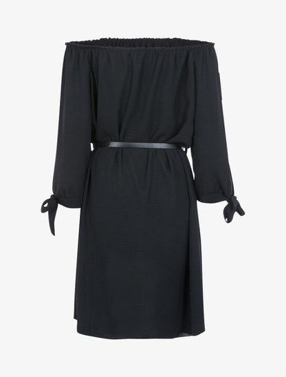 Robe fluide à col bardot - Noir - 2