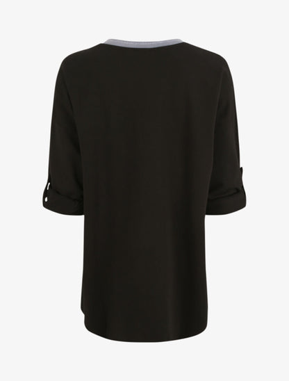 Sweat oversize col V irisé - Noir - 2