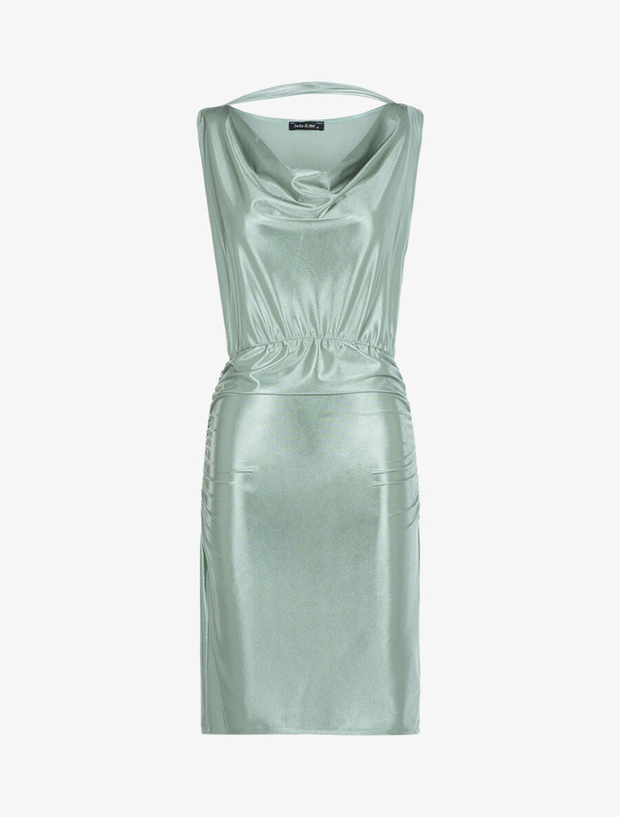 Robe satinée à col bénitier - Vert d&