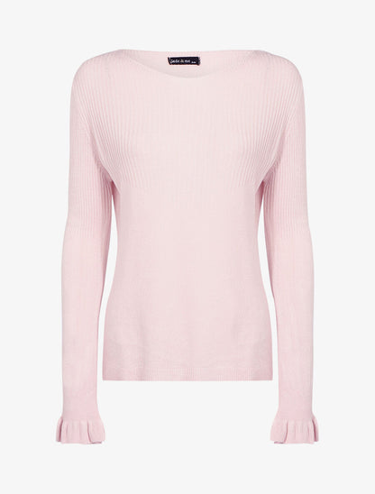 Pull à manches volantées - Rose - 1