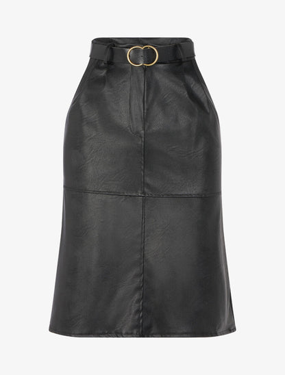 Jupe crayon en simili - Noir - 1