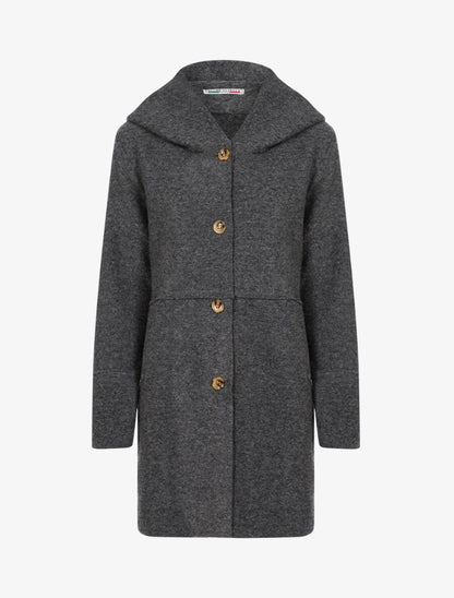 Manteau feutré à capuche - Gris foncé - 1