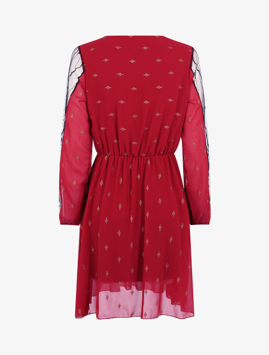 Robe à imprimé losanges irisés - Bordeaux - 2