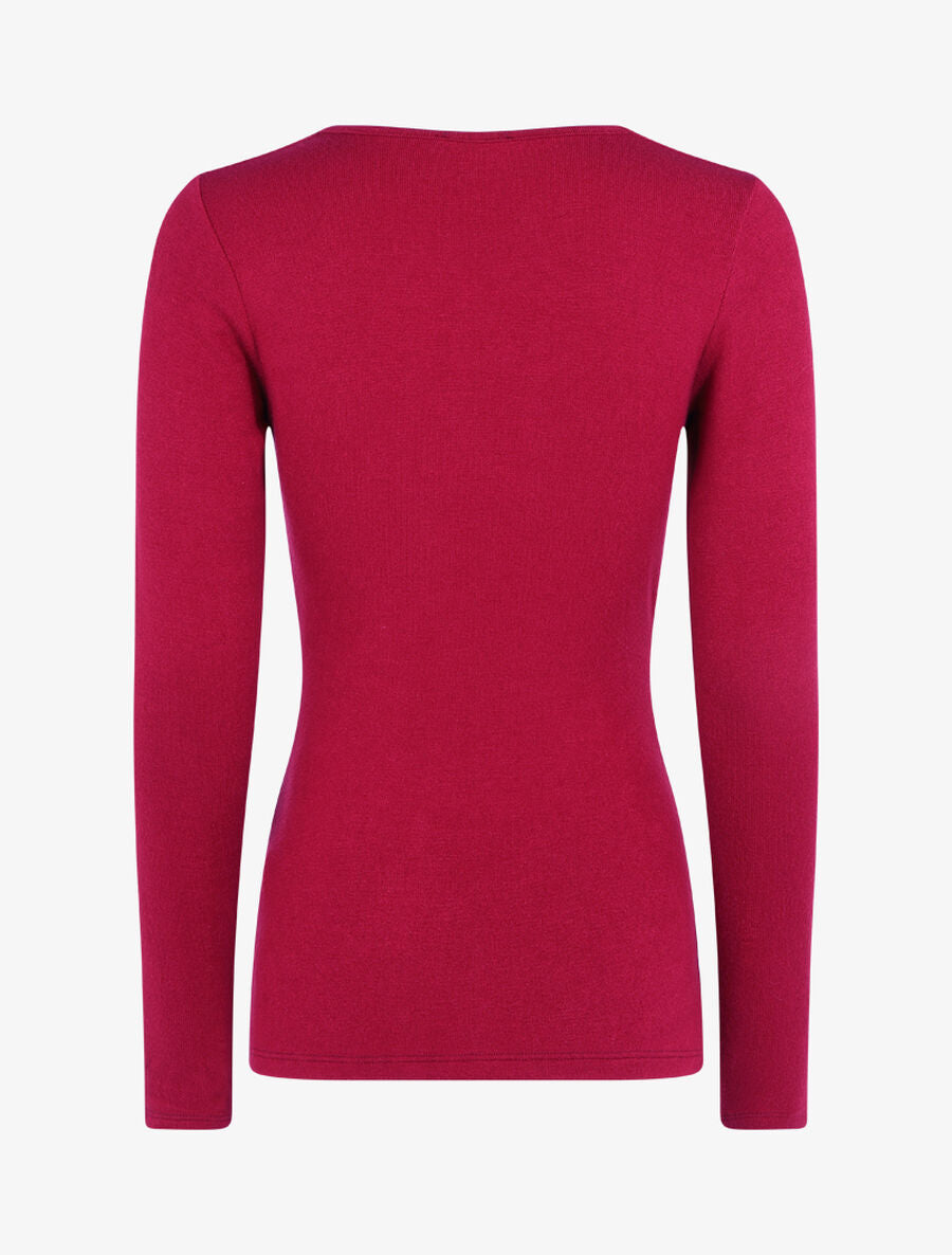 Pull fin à pans croisés - Rouge cerise - 2
