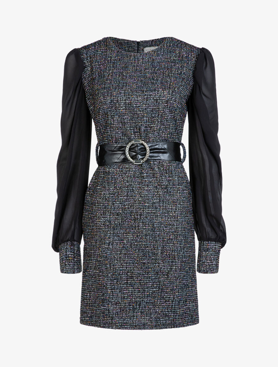 Robe en maille texturée multicolore - Noir - 1