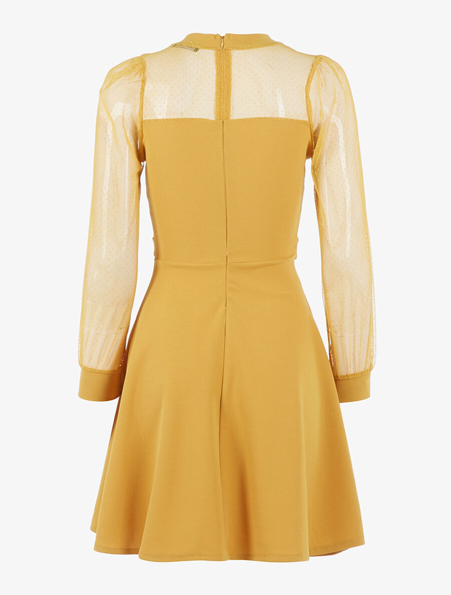 Robe à décolleté en tulle - Jaune - 2