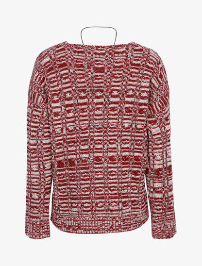 Pull droit en grosse maille moulinée - Rouge - 2