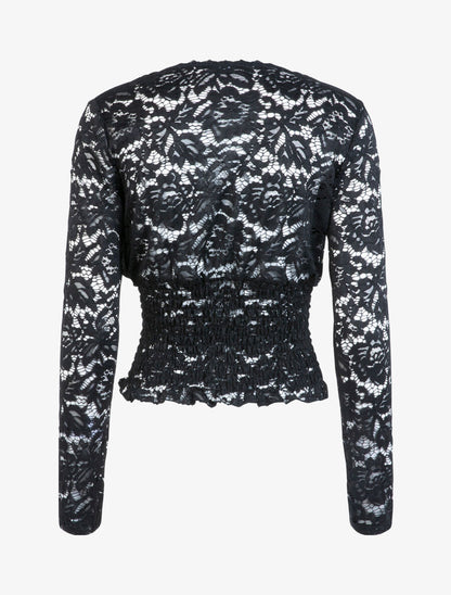 Crop top en dentelle festonnée - Noir - 2