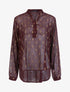 Blouse en voile à imprimé tacheté et feuilles - Bordeaux - 1