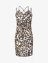 Robe à ventre ajouré et imprimé animal - Beige - 1