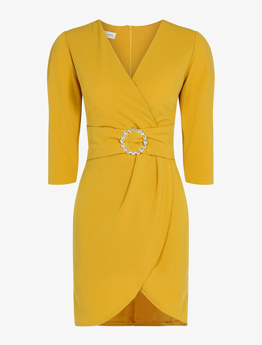 Robe buste ample à boucle - Moutarde - 1