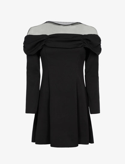 Robe buste à plis - Noir - 1
