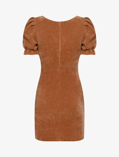 Robe fourreau en velours côtelé - Camel - 2