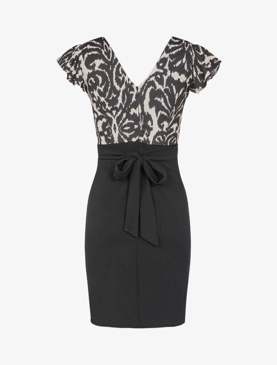 Robe fourreau à imprimé graphique - Beige/noir - 2