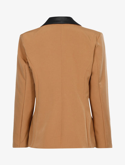Veste croisée à encolure simili - Camel - 2
