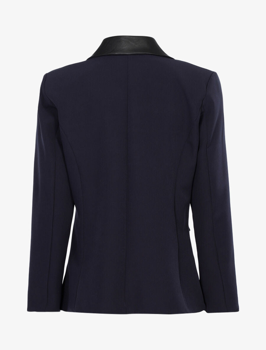 Veste croisée à encolure simili - Marine - 2