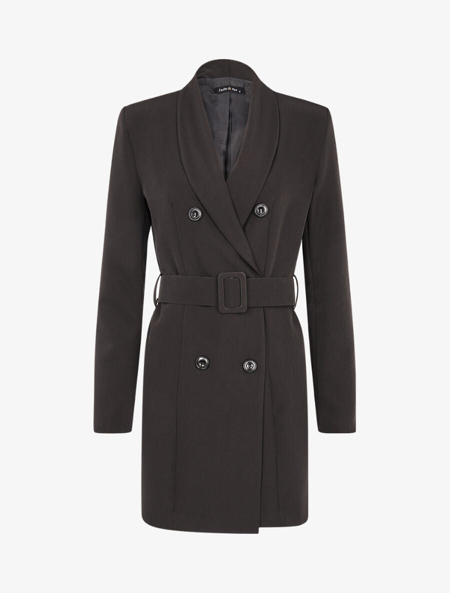 Blazer long à fermeture croisée - Noir - 1