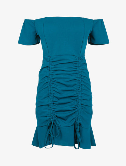 Robe à cordons de serrage - Bleu pétrole - 1