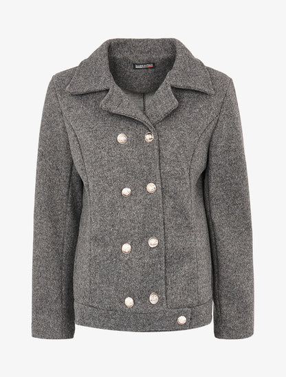 Veste en feutre à boutonnières - Gris clair - 1