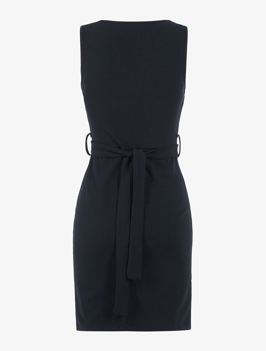 Robe ajustée ceinture à nouer au dos - Noir - 2