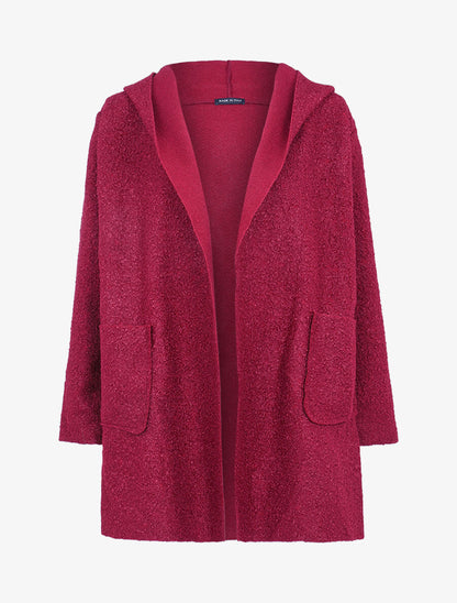 Manteau ouvert effet laine bouclette - Bordeaux - 1