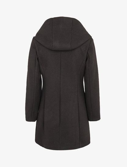 Manteau à poches en simili - Noir - 2