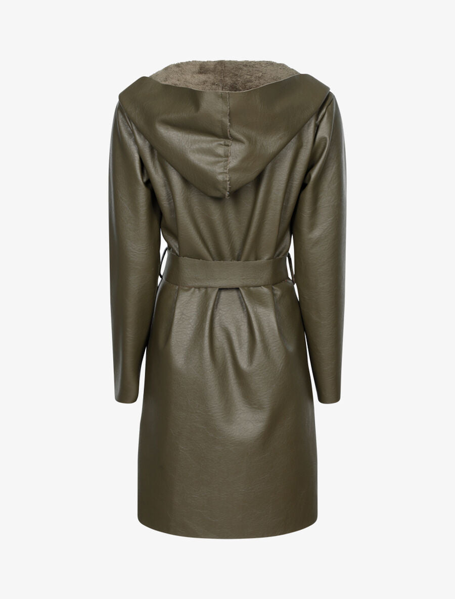 Veste droite style cuir retourné - Kaki - 2