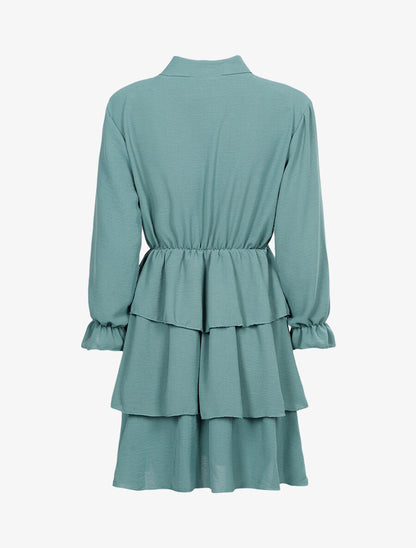 Robe à bas volanté - Vert d&