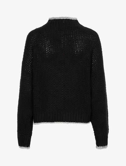 Pull effet tricot à bords irisés - Noir - 2