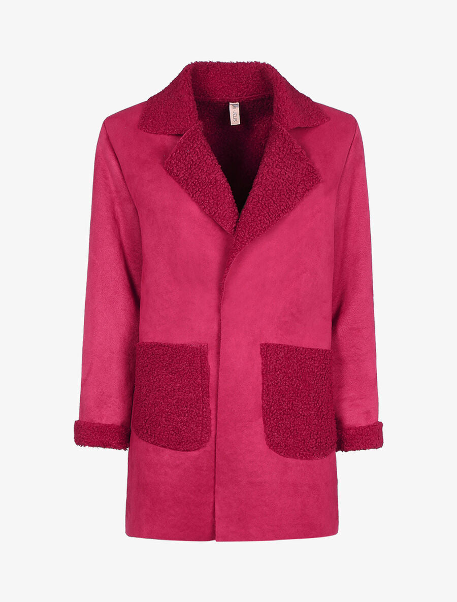 Veste légère style cuir retourné - Lie de vin - 1