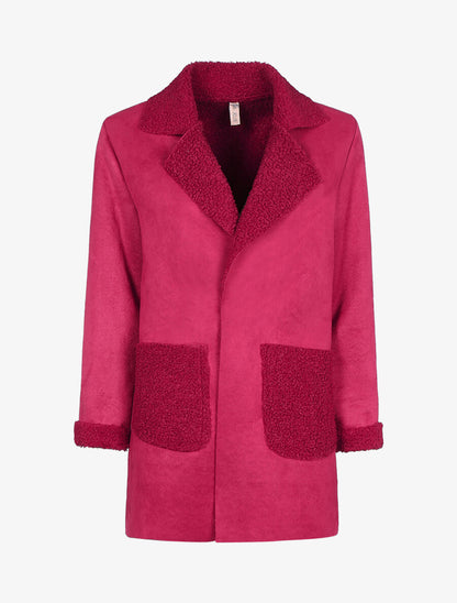 Veste légère style cuir retourné - Lie de vin - 1