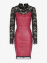 Robe en simili buste et manches en dentelle - Bordeaux/noir - 1