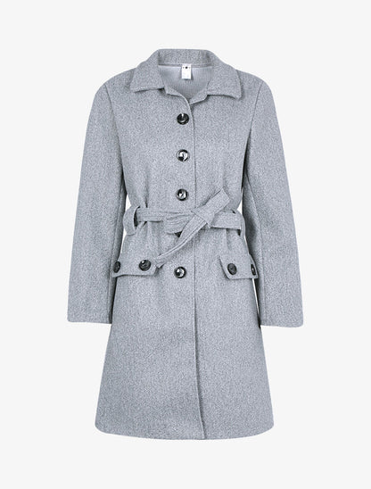 Manteau basique à dos boutonnière - Gris chiné - 1