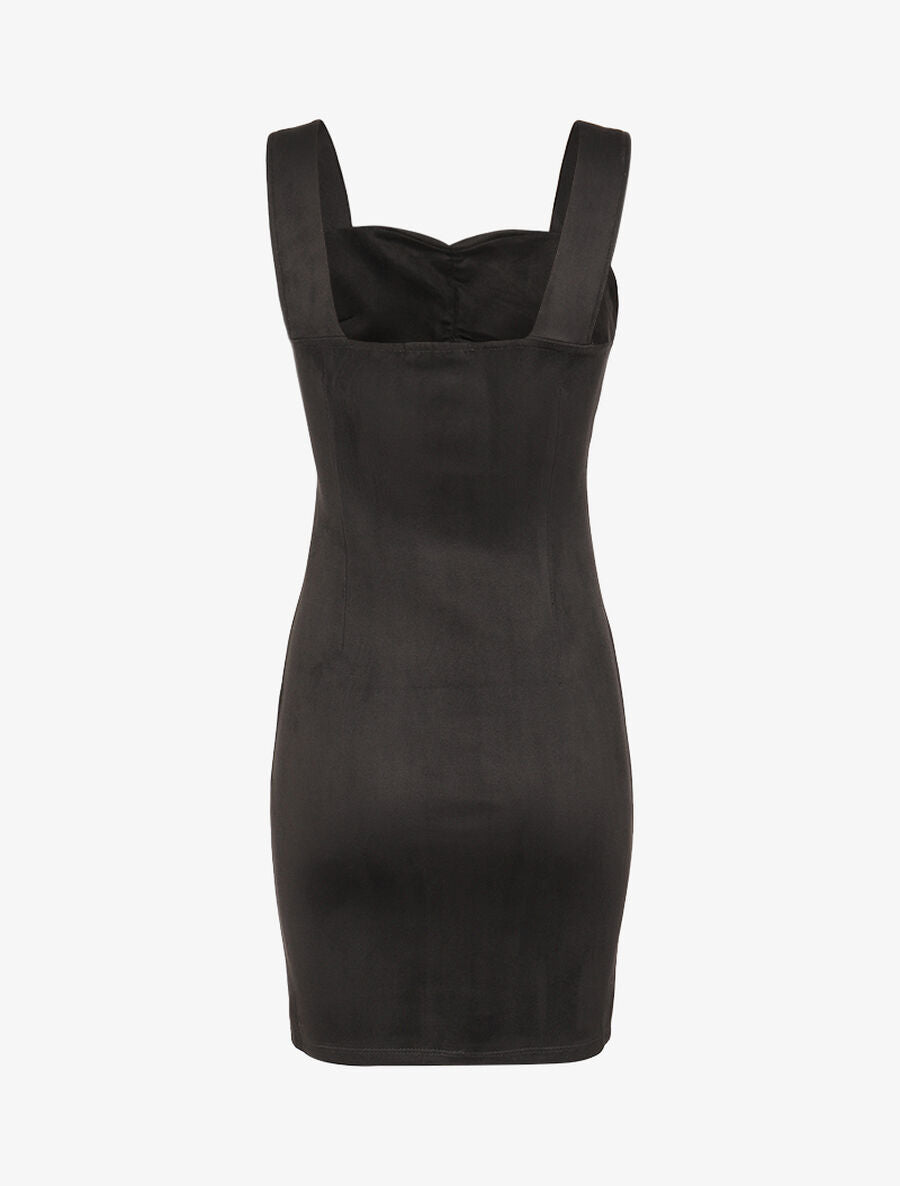 Robe fourreau suédée - Noir - 2