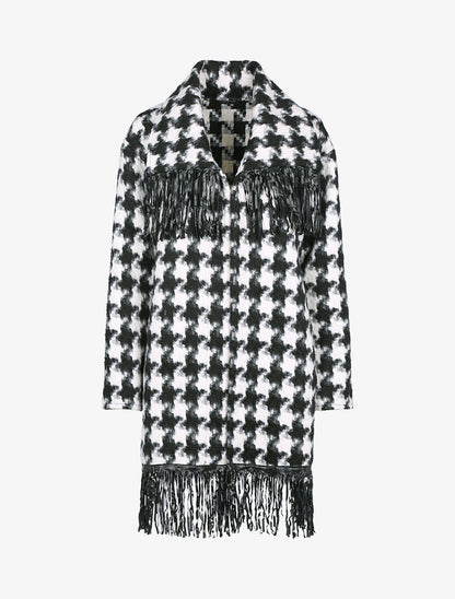Veste légère imprimé et à franges - Blanc - 1