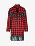 Veste légère imprimé et à franges - Rouge - 1