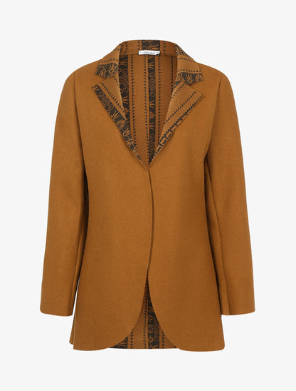 Manteau fin à intérieur imprimé - Camel - 1